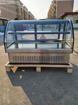 Охладитель изогнутый Countertop стеклянный Refrigerated пекарни десерта витринного шкафа 3.3CU.FT