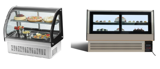 Meja Pendingin Kaca Melengkung Toko Makanan Penutup Display Cooler 3.3CU.FT